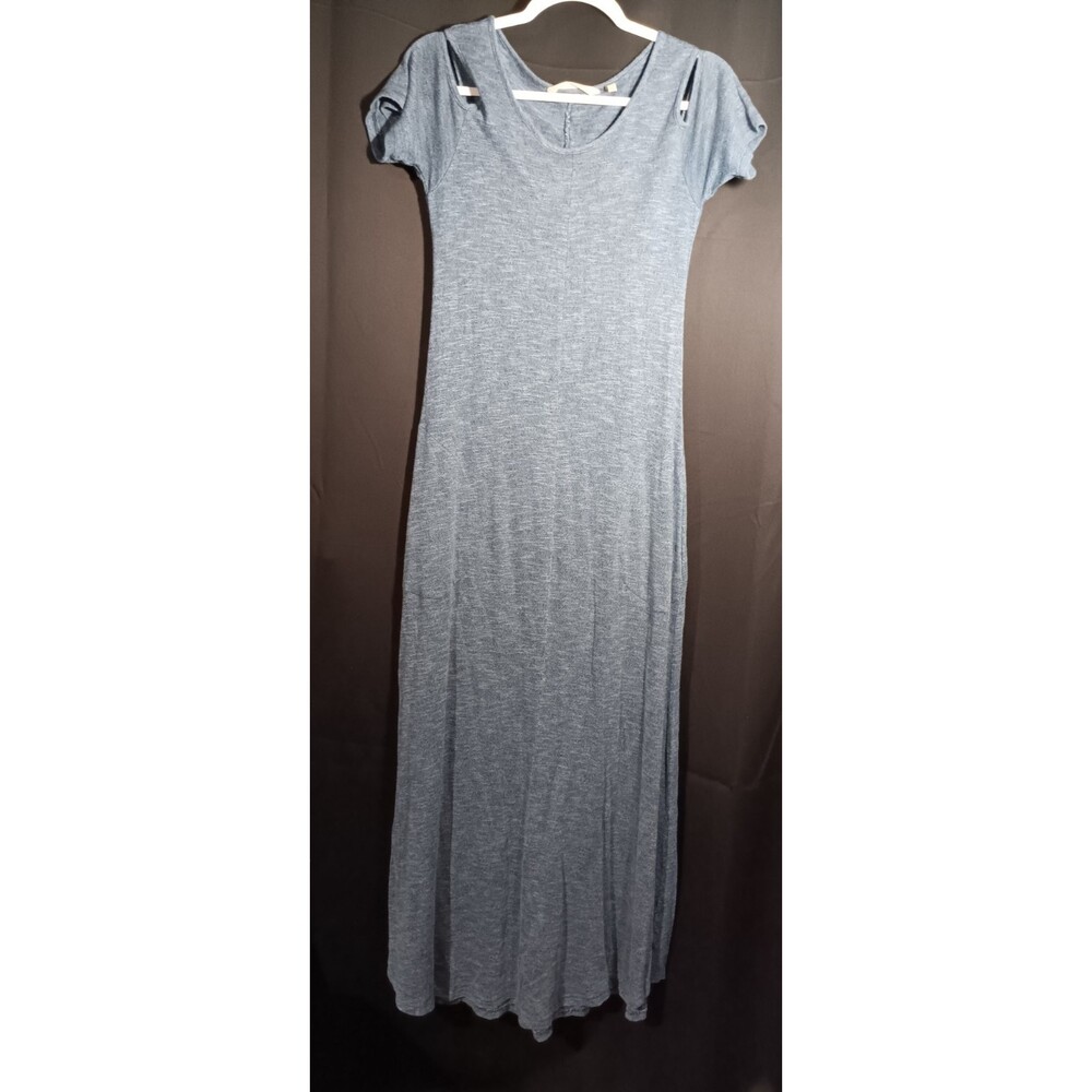 Soft Surroundings XS Blue Electra Cold Shoulder Maxi Dress Knit Summer Boho